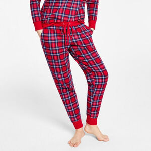 Charter Club Printed Plaid Jogger Pants Cardinal Holiday Plaid NWT Size XL
